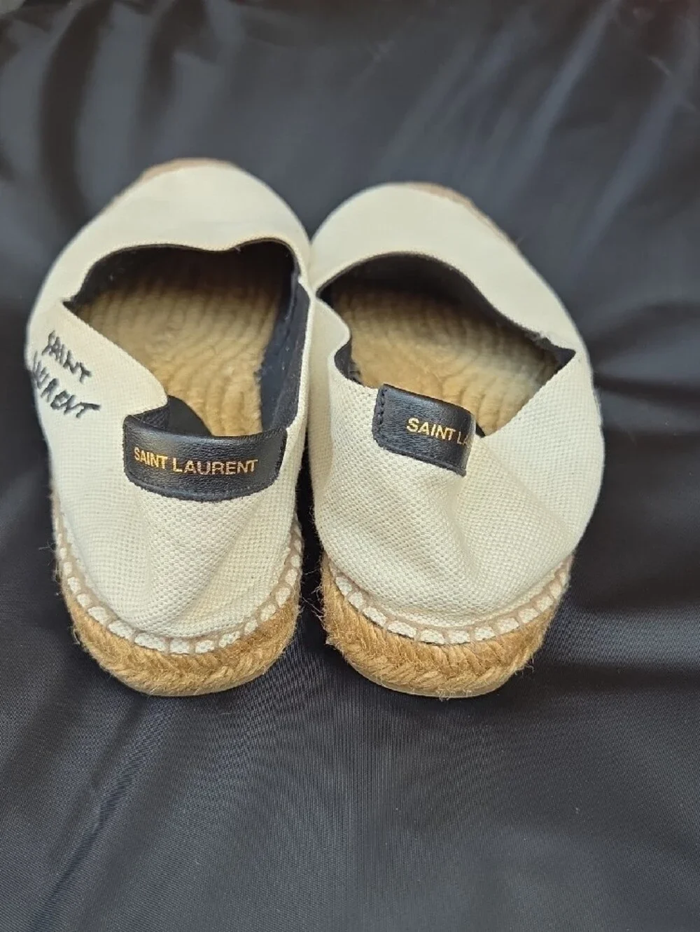Saint Laurent Cream Canvas Espadrille Slingbacks
